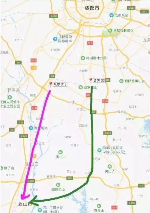 起于成都地铁19号红莲村南站,串联了天府新区,仁寿县,东坡区等